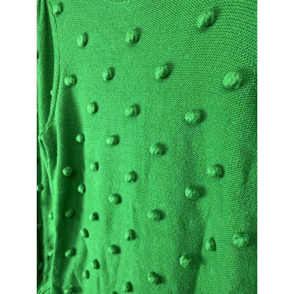 Lilly Pulitzer Women Small Sweater Kippa Dress Green Knit Pom Pom Puff Sleeve - Picture 4 of 7